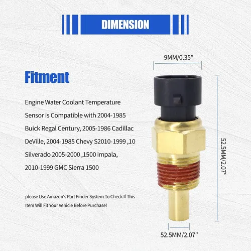 Miniatura 6 de HiSport 12146312 Sensor de temperatura del refrigerante de agua del motor compatible con Acura 1996-1999, Buick 1976-2005, Cadillac 1980-2004