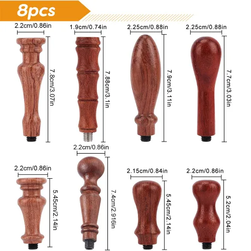 Miniatura 2 de CRASPIRE 8 piezas de sello de cera asas universal cabeza de rosca mango de madera para sello de cera reemplazo de cabeza