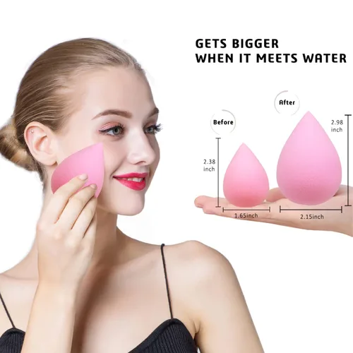 Miniatura 3 de Juego de 6 esponjas de maquillaje – Esponja suave de belleza para base, crema y polvo (rosa claro)