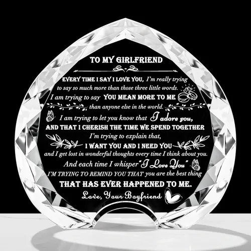 Miniatura 12 de Regalos Qianwei para novia de novio únicos - Regalos personalizados de corazón de cristal para mi novia que lo tiene todo - Ideas de regalo