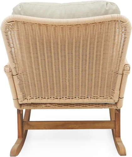 Miniatura 9 de Christopher Knight Home Nadine - Mecedora para patio, mecedora de mimbre, mecedora de patas de madera, silla de mimbre de ratán de polietileno, Beige