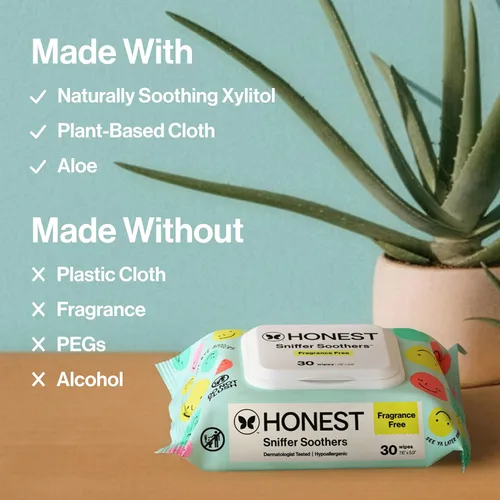 Miniatura 3 de The Honest Company Toallitas eliminadoras de mocos a base de plantas, calmante para la nariz con aloe, hipoalergénicas, piel sensible, verificado