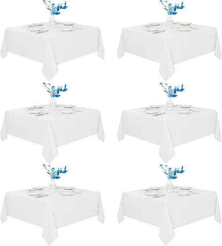 Miniatura 17 de Fitable - Paquete de 6 manteles redondos blancos - 120 pulgadas de diámetro - Manteles resistentes a las manchas y lavables, manteles de poliéster