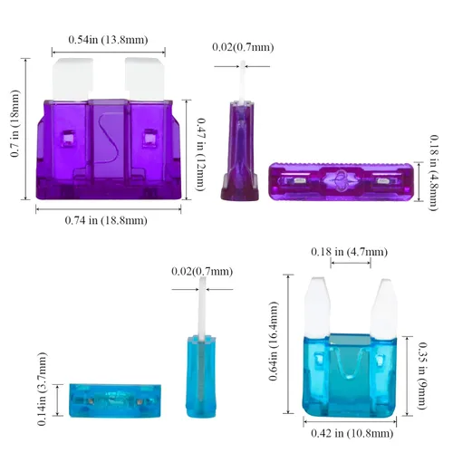 Miniatura 3 de Juego surtido de 250 fusibles de cuchilla de automóvil, fusible automático estándar y mini fusible de automóvil para marina, RV, cámper, barco