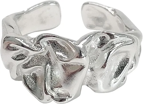 Miniatura 15 de Anillos de banda ancha de plata de ley 925 vintage hechos a mano para mujeres/hombres, anillo ajustable para el pulgar