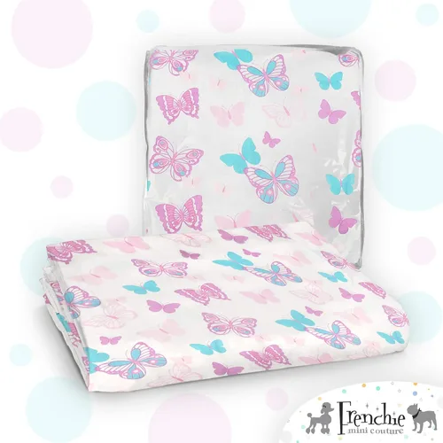 Miniatura 20 de Frenchie Mini Couture Sábanas bajeras para cuna, 100% algodón, se adaptan a colchones de niños pequeños, estrellas azules, 28 x 52 pulgadas, paquete