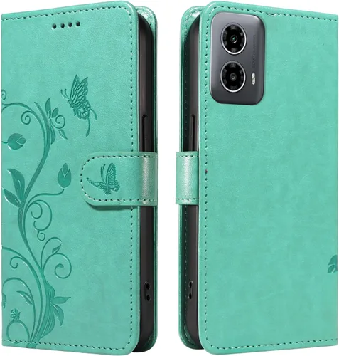 Miniatura 36 de Funda para Motorola Moto E22/E22i, piel sintética, con tarjetero y correa para la muñeca, a prueba de golpes, funda magnética para Motorola Moto Rojo
