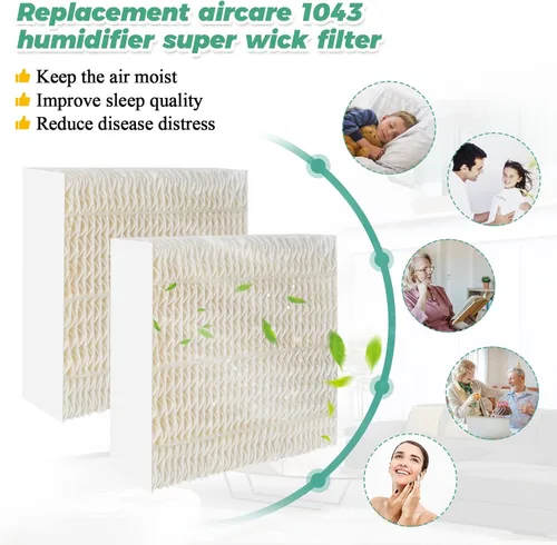 Miniatura 3 de Techecook - Filtros de mecha súper humidificadores 1043 (paquete de 2) de repuesto para filtro humidificador evaporativo Essick AirCare EP9500
