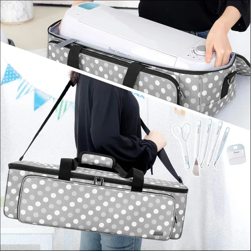 Miniatura 6 de Luxja bolsa de transporte compatible con la máquina troqueladora Cricut y suministros Puntos grises
