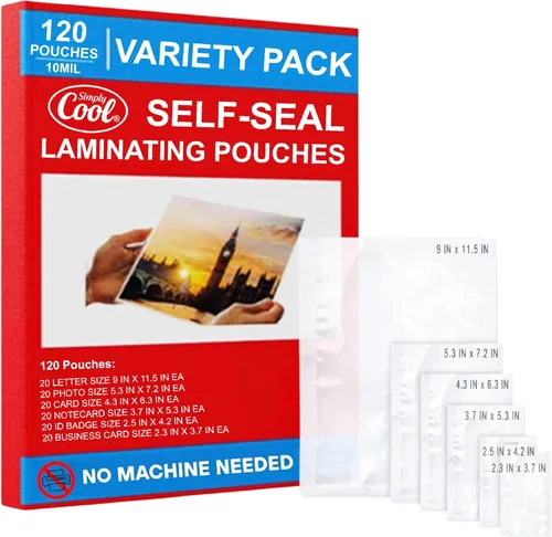Miniatura 11 de Hojas de laminación térmica de 0.2 fl oz (225 unidades) tamaños de cartas, fotos, tarjetas, tarjetas de notas, tarjeta de identificación y tarjetas