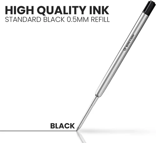 Miniatura 7 de BASTION - Recarga de tinta, negra, punta fina de 0.022 in, diseñada exclusivamente para bolígrafos BASTION de cerrojo Tinta negra lujosa