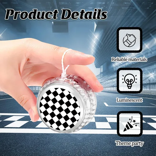 Miniatura 3 de 24 Pack de bolas de yoyó con luces LED temáticas de autos de carreras para fiestas, regalos de regreso a clases, juguetes de yoyó con luces LED al