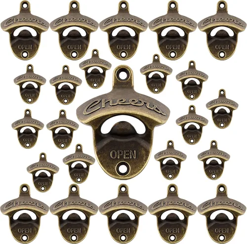 Miniatura 16 de Abridor de botellas de estilo antiguo, abridor de tapa de cerveza montado en la pared, regalo de salud, abrebotellas de soda de cobre antiguo