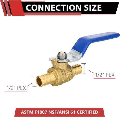 Miniatura 2 de EFIELD Válvula de parada de 1/2 pulgada Pex Brass Válvula de bola de cierre de puerto completo para aplicación de fontanería, mango azul