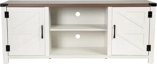 Miniatura 7 de BizChair Moderno soporte de TV con puerta de granero, centro de entretenimiento gris lavado de 59 pulgadas, para televisores de hasta 65 pulgadas