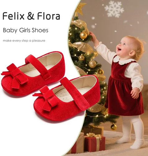 Miniatura 140 de Felix & Flora Zapatos de bebé de suela suave - Zapatos de bebé para caminar, mocasines, suela de goma, zapatos de cuna