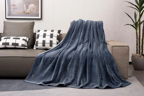 Miniatura 5 de Mellowdy Manta de franela extra gruesa y mullida (gris oscuro, 60x80) - Manta cálida de tamaño individual de 500GSM para invierno, otoño Suave