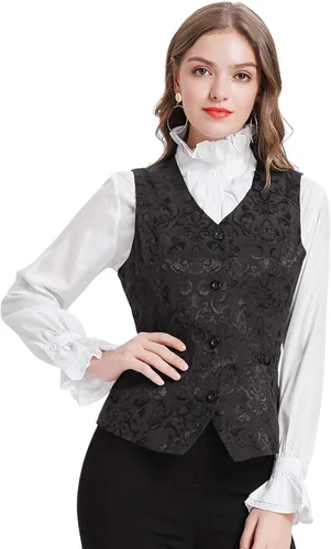 Miniatura 3 de GRACE KARIN Chaleco Waistcoat para Mujer Vestido Vintage Steampunk Chaqueta Jacquard