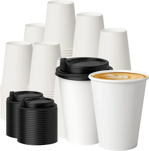 Miniatura 38 de METAPRINT 500 unidades de 12 onzas tazas de papel desechables para café, tazas de papel blancas para café caliente para cafeterías, bistrós, fiestas