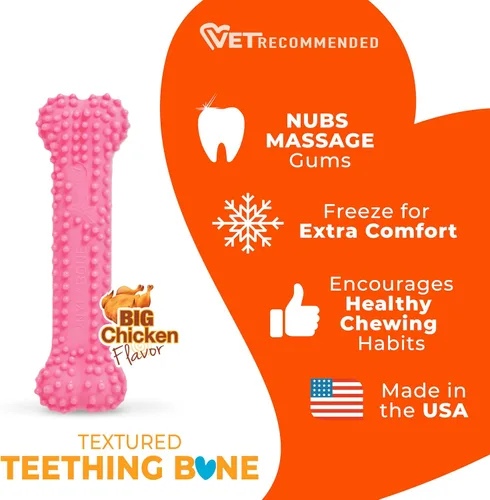 Miniatura 4 de Juguete para masticar para cachorros Nylabone, Petite., Hueso, XS, Rosado