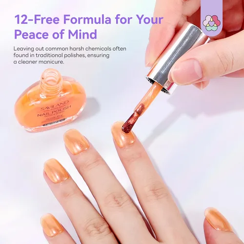 Miniatura 5 de SAVILAND Juego de esmaltes de uñas: esmalte de uñas de secado rápido, 12 colores libres, esmalte de uñas con purpurina de sirena, esmalte de capa