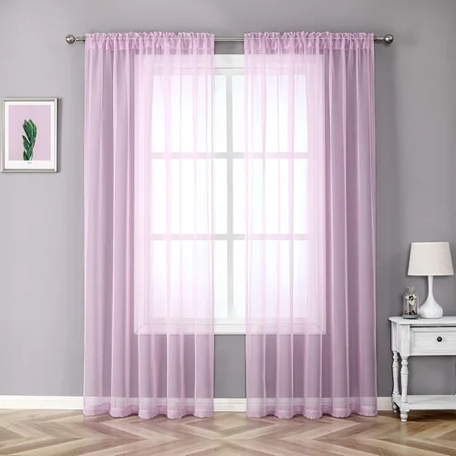 Miniatura 8 de JUSPURBET 2 cortinas traslúcidas para ventana, panel de cortina semitransparente sólido de lujo para sala de estar, dormitorio al aire libre, 59 x