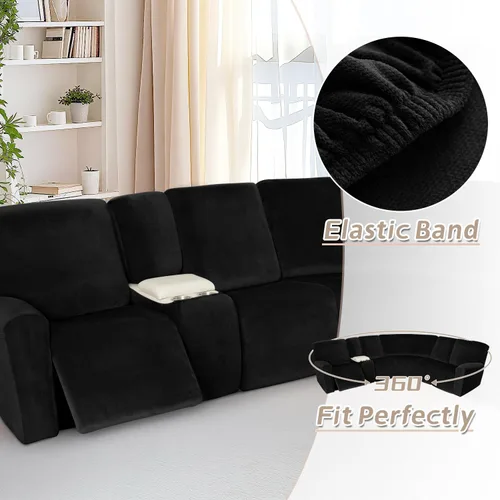 Miniatura 515 de Arfntevss Fundas de sofá seccional reclinable de terciopelo, Funda de sofá seccional de esquina para sofá reclinable, Funda elástica suave