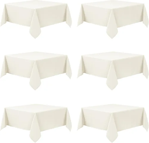 Miniatura 45 de Paquete de 6 manteles negros para mesas cuadradas, 54 x 54 pulgadas, tela de poliéster resistente a las manchas para mesas de 2 pies, manteles