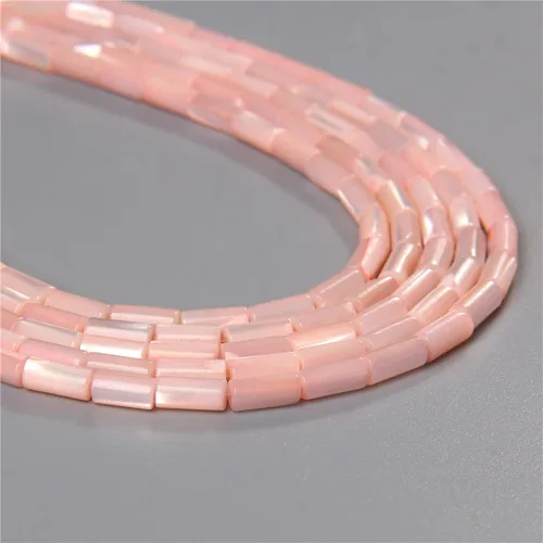 Miniatura 2 de Los granos naturales del espaciador del tubo del grano de Shell de agua dulce teñidos madre de perlas flojas para la fabricación de la joyería, 1