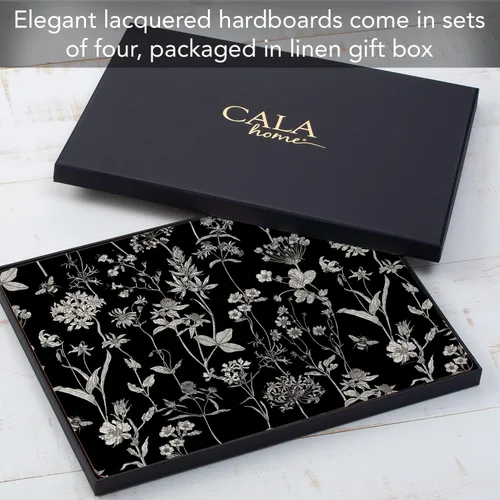 Miniatura 7 de Manteles Individuales Decorativos Premium de Tablero Duro para Mesa Jardín de Medianoche Negro y Blanco Paquete de 4 Fabricado en los Estados Unidos