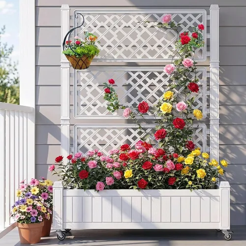 Miniatura 12 de YITAHOME Cama de jardín elevada de polietileno de alta densidad, 47 x 18 x 31 pulgadas, maceta elevada de madera de polietileno resistente a