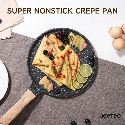 Miniatura 5 de JEETEE Sartén para Crepas Antiadherente, Sartén Parrilla Comales Para Tortillas de 9.5 Pulgadas para Estufa, Sartén Plana para Panqueques Dosa Tawa