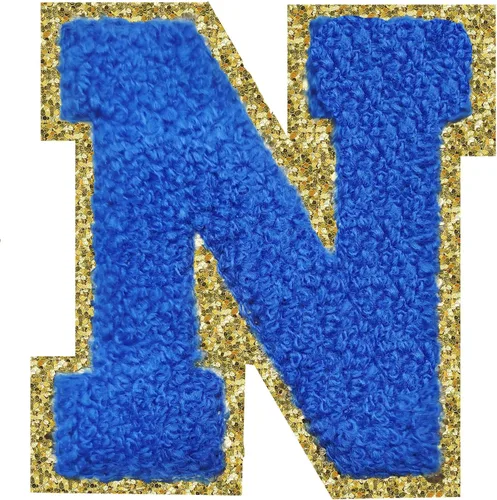 Miniatura 134 de SPRT - Parches de letras de chenilla universitaria con purpurina, parche de letras blancas para planchar con letras del alfabeto para disfraz