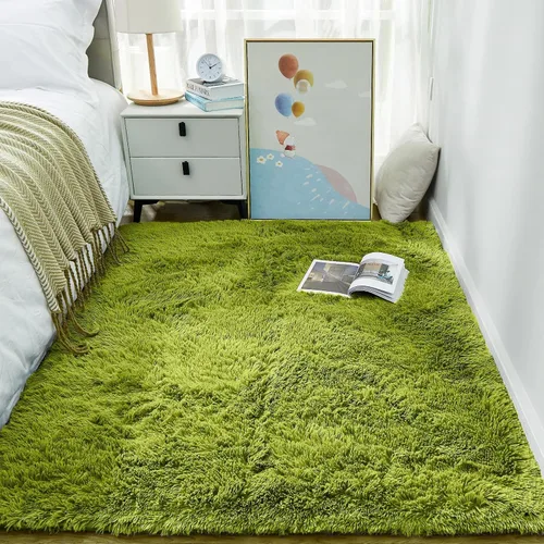 Miniatura 80 de Ophanie Alfombra Verde de Césped, Alfombras de Área para Dormitorio, Alfombra Shag Esponjosa de 4x6 pies, Suave Peluda Afelpada Linda para Niños 7