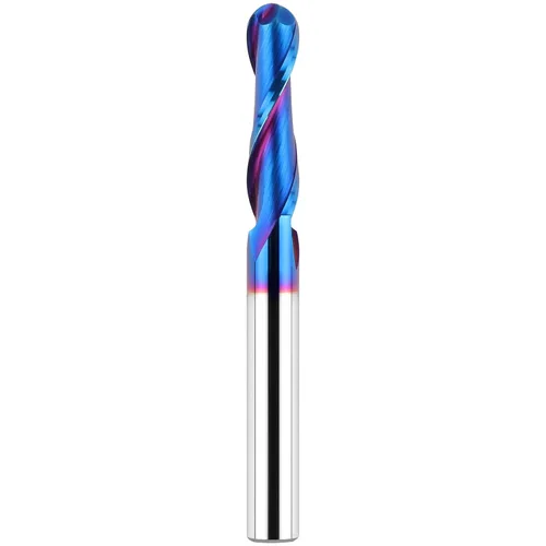 EANOSIC Fresa de punta de bola de carburo con vástago de 1/4 de pulgada, fresadora CNC con revestimiento nano azul para fresado lateral, fresado