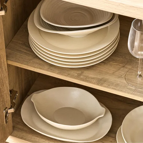 Miniatura 4 de OAKHAM HOME Armario estriado, moderno aparador buffet con credenza de almacenamiento con puertas y estantes, consola multimedia para entrada