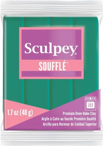 Polyform Sculpey Soufflé - Arcilla para hornear horno, verde jade, no tóxica, barra de 1.7 onzas, ideal para la fabricación de joyas, vacaciones,