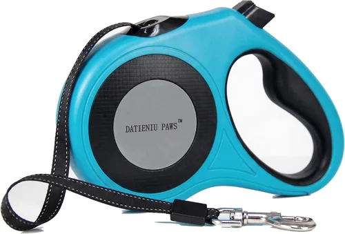 Miniatura 13 de Correa retráctil para perro, cinta de nailon fuerte de 16 pies, puntada reflectante para caminar por la noche, freno con una sola mano, mango Negro