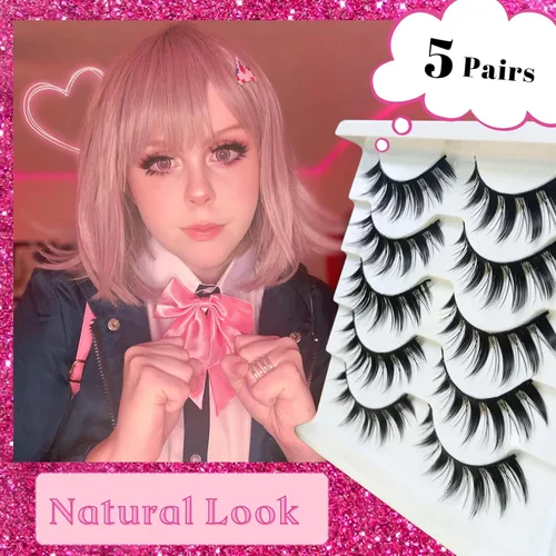 Miniatura 6 de 5 pares de pestañas de manga para cosplay, pestañas 3D Little Devil Spiky Lash Cute Doll Anime pestañas estilo japonés pestañas de maquillaje
