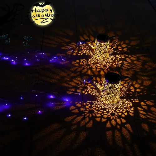 Miniatura 9 de VOOKRY - Regadera solar con luces, linternas solares grandes para colgar al aire libre, impermeable, decoración de jardín para el patio, césped