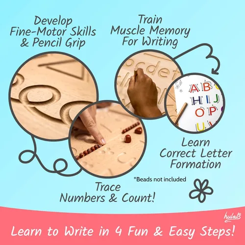Miniatura 3 de Hulats Aprende a Escribir - Tablas de Trazado de Números y Letras para Niños de 3-5 años - Tableros de Aprendizaje de Alfabeto de Madera Montessori