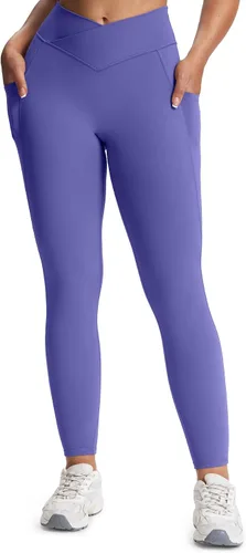 Miniatura 18 de Aoxjox Trinity - Pantalones de yoga de cintura alta con bolsillos para mujer, control de abdomen, cintura cruzada, leggings de entrenamiento suaves