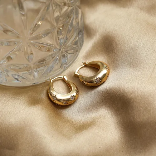 Miniatura 55 de Gempires - Aretes ligeros y gruesos, delicados y minimalistas, hipoalergénicos, chapados en oro, sin deslustre, diseño clásico, para uso diario