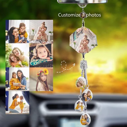 Miniatura 2 de Colgante de coche personalizado con foto, accesorios personalizados para coche, decoración cubo colgante