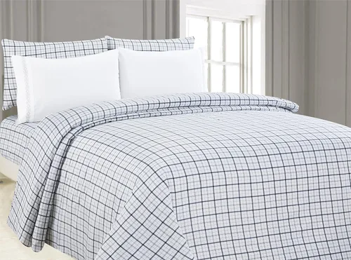 Flash Popup Juego de sábanas estampadas de 6 piezas con fundas de almohada bordadas, a cuadros de banco (King)