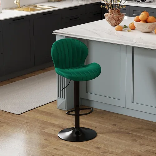 Miniatura 16 de Youhauchair - Juego de 2 taburetes de bar modernos, de terciopelo con altura ajustable y giratorios, sillas de isla de cocina sin brazos con Azul