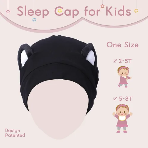 Miniatura 2 de Hat Hut Gorro de satén de seda para el cabello, gorro de dormir para cabello rizado, gorro ajustable con forro de seda con orejas