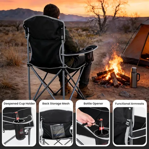 Miniatura 5 de SUNNYFEEL Silla de campamento de gran tamaño para adultos grandes y altos, silla de campamento plegable resistente que soporta 500 libras, silla