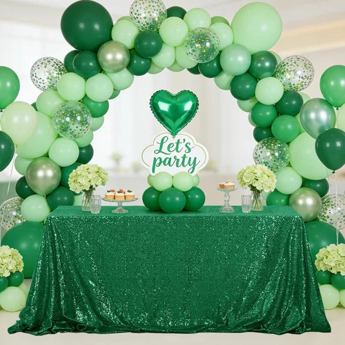 Miniatura 4 de Mantel de lentejuelas color verde hierba de 50 x 80 pulgadas, mantel de mesa con purpurina, secuencia brillante para decoración de mesa de Acción