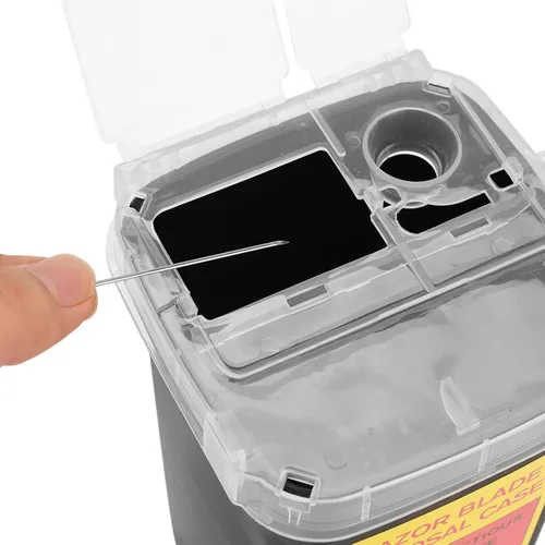 Miniatura 5 de Estuche dispensador de cuchillas de afeitar TEONEI, contenedor pequeño portátil de objetos punzantes, estuche de eliminación de cuchillas
